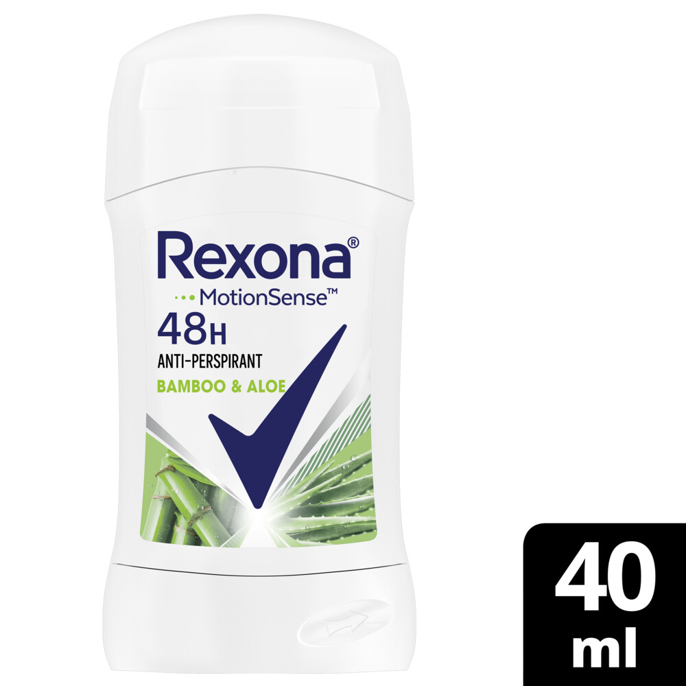 REXONA مزيل عرق ستيك مضاد التعرق للنساء من ريكسونا، ٤٨ ساعة حماية من العرق والرائحة، بامبو، يُشعرك بالانتعاش والجفاف، ٤٠ غرام