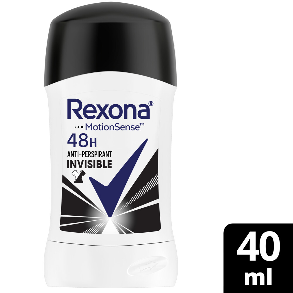 REXONA ستيك مزيل العرق للنساء من ريكسونا، يمنحك حماية ٤٨ ساعة من رائحة العرق والبلل، مضاد للبكتيريا + إنفيزيبل، مزوّد بتقنية موشن سينس، ٤٠ غ