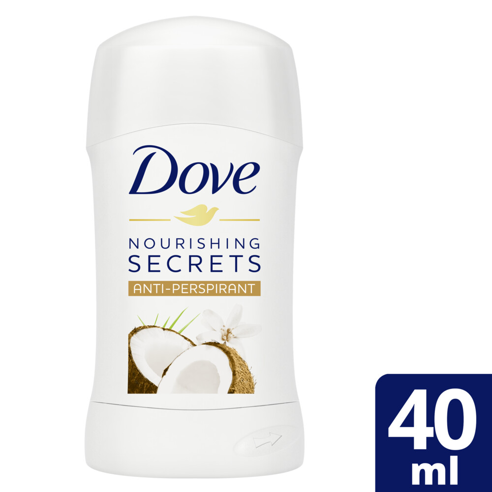 DOVE مزيل عرق مضاد للتعرق ستيك من دوڤ، مع ربع كريم مرطب. برائحة جوز الهند والياسمين، حماية حتى ٤٨ ساعة ضد التعرق، ٤٠غرام