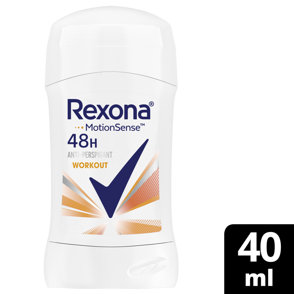 REXONA مزيل عرق ستيك مضاد التعرق للنساء من ريكسونا، ٤٨ ساعة حماية من العرق والرائحة، وورك آوت، يُشعرك بالانتعاش ، ٤٠ غرام