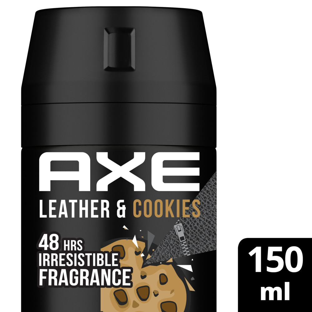 AXE بخاخ أكس المزيل لرائحة العرق للجسم، لحماية من الروائح تدوم طويلًا، ليذر وكوكيز، ٤٨ ساعة من الرائحة التي لا تقاوم، ١٥٠ مل